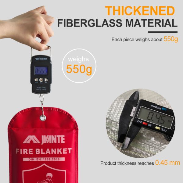 1.5m x 1.5m Fiberglass Fire Extinguisher Blanket Kitchen Emergency Flame Retardant Cover with Wall Mount Storage Bag