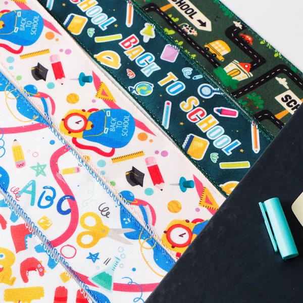 Choose from Our Catalogue Wired Burlap Ribbon for School Rulers in Car Print Design