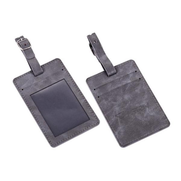 Серый неподдельный кожаный подарок сувенира бирки багажа Pu прямоугольника бирки кожаный