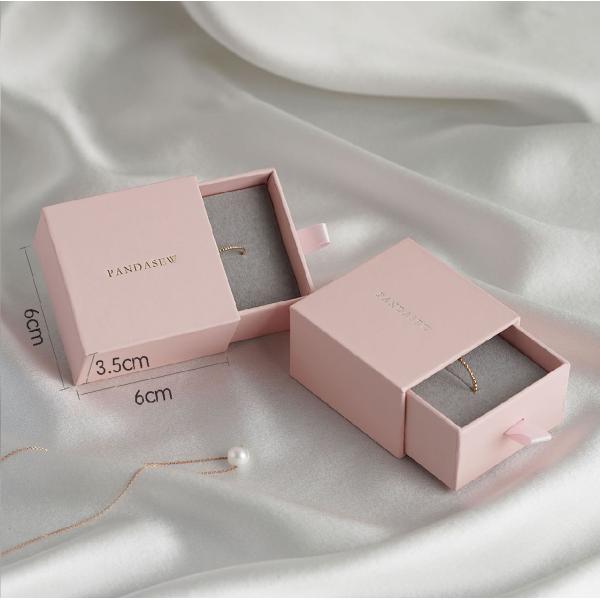 Cardboard Minimalist Jewelry Gift Necklace Presentation Box Storage Pink ODM