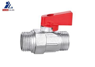 Red Al Handle M X M Brass Mini Ball Valve 1.6MPa Nickle Plated