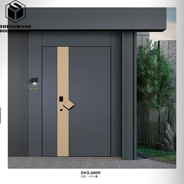 Gray Bedroom Aluminum Entrance Door Residential Aluminium Front Doors For Homes