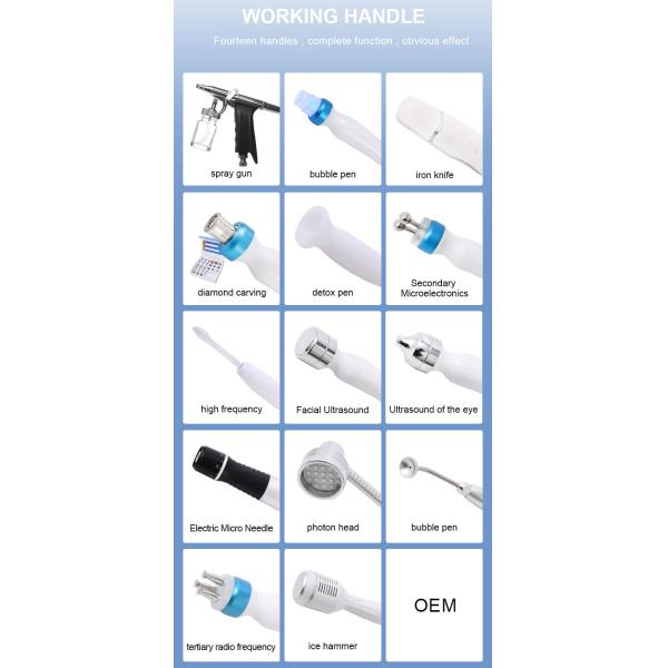 14 In 1 Hydrofacial Dermabrasion Big Bubble Oxygen Spray Facial Led Skin Rejuvenation Machine
