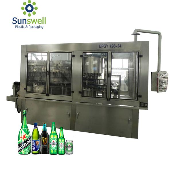 Máquina de enchimento inteiramente auto da cerveja da garrafa de vidro com desinfecção de Monoblock tampando de enchimento de lavagem