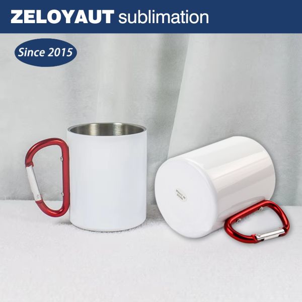 Direct Factory Sale Stainless Steel Sublimation Mug with Gradient Design Red Handle for Promotional & Business Gifts
