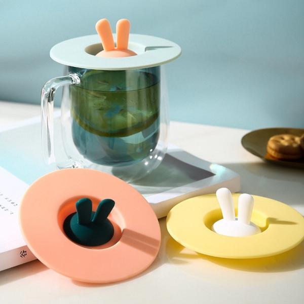 Силиконовые крышки чашек пищевого качества кроличье ухо Силиконовая крышка чашки Противопылевая герметичная печать Чайные чашки Горячие чашки крышка Кофейная чашка