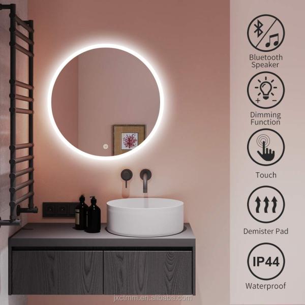 IP54 Waterproof Round Modern Bathroom Mirror Anti Fog With Touch Sensor
