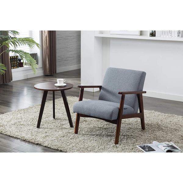 Fabric Arm Living Room Armchair Upholstered Wooden Bedroom Apartment Grey