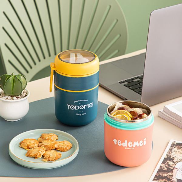Металлическая коробка с обедом для бенто 316 из нержавеющей стали 710 мл Термос для супа с двойным слоем