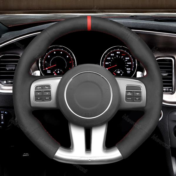 Hand Stitching Custom Soft Suede Steering Wheel Cover for Jeep Grand Cherokee SRT