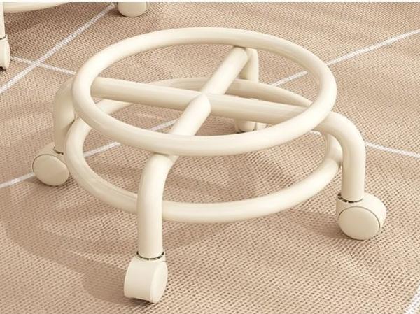 Children'S Rotating Leather Low Stool With Backrest Double Layer Frame Stable Wear Resistant