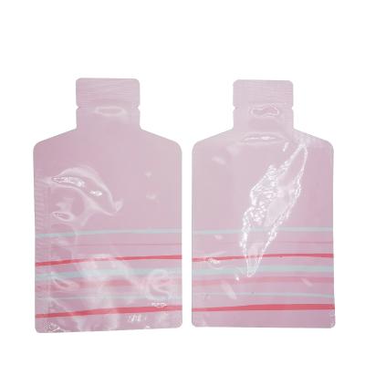 Custom Pink Portable Cute Bottle Shape Open Bottom Aluminum Foil Pouch Package Bag with Tear Notch for Food Preservation
