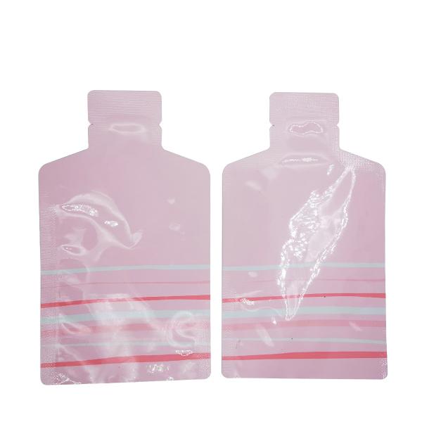 Custom Pink Portable Cute Bottle Shape Open Bottom Aluminum Foil Pouch Package Bag with Tear Notch for Food Preservation