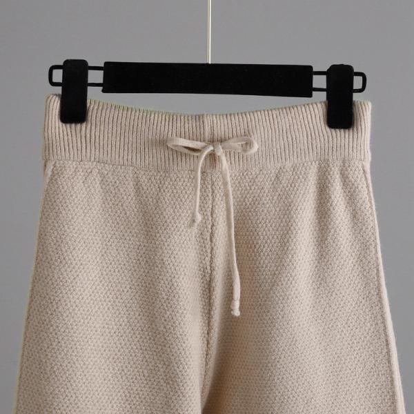 Women s Sweaters with Pullover Closure for Outdoor Activities in Fall Season Knitted long sleeved sweater wide leg pants