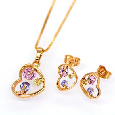 Vintage jewelry Pendants Necklaces Earrings Set For Women 18K Real Gold Plated