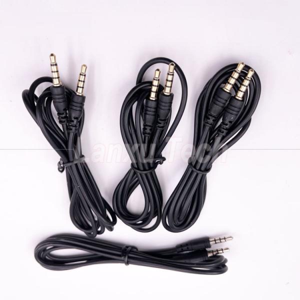 Stock Male to Male 3.5mm 4 Poles Stereo Jack Microphone Audio Extension Cable for Earphone Computer Speaker