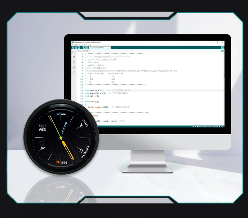 IPS TFT дисплейный модуль ESP32 240x240 Пиксельное разрешение 20g Вес 32,4 мм Эффективная площадь