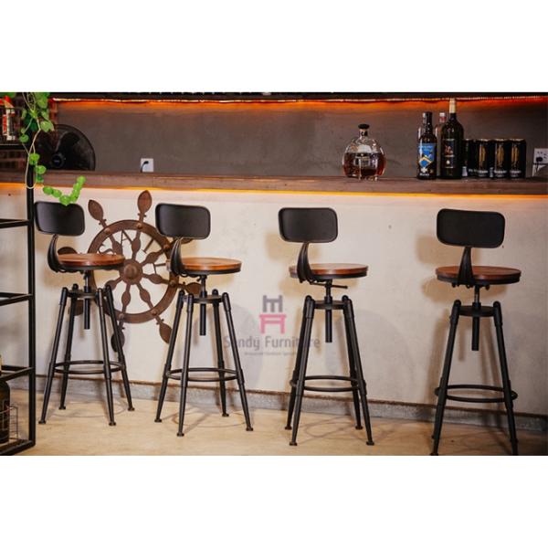 Места древесины/кожи барных стулов Ресцаурант металла стиля просторной квартиры регулируемые запирают стул