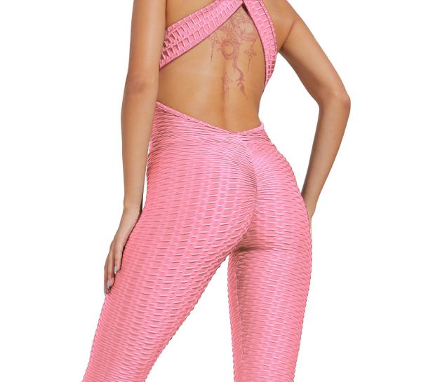 Pink Yoga One Piece Jumpsuit Yoga Activewear Set Plus Size