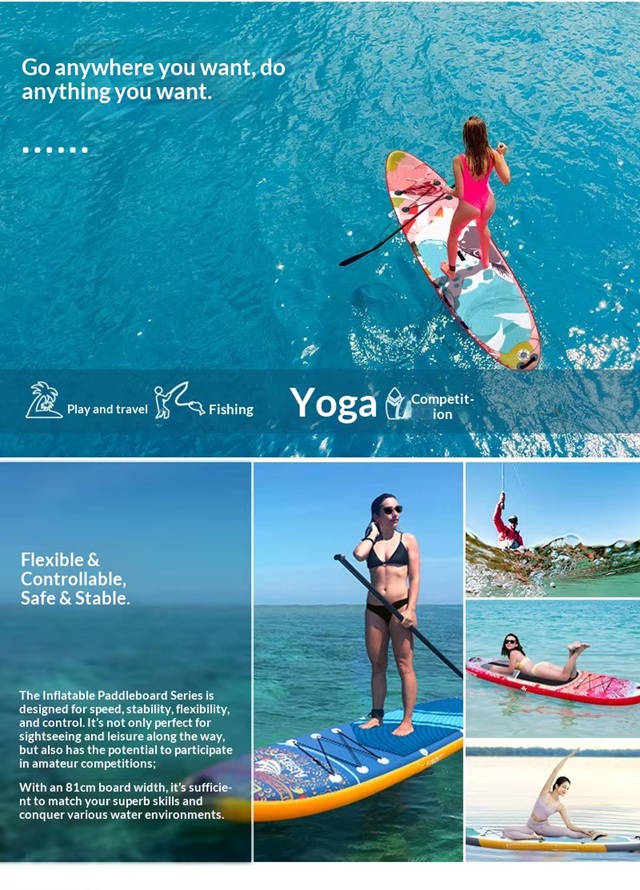 Factory Supply Inflatable PVC SUP Board for Water Yoga & Stand-Up Paddle Surfing Adult Use with Accessories