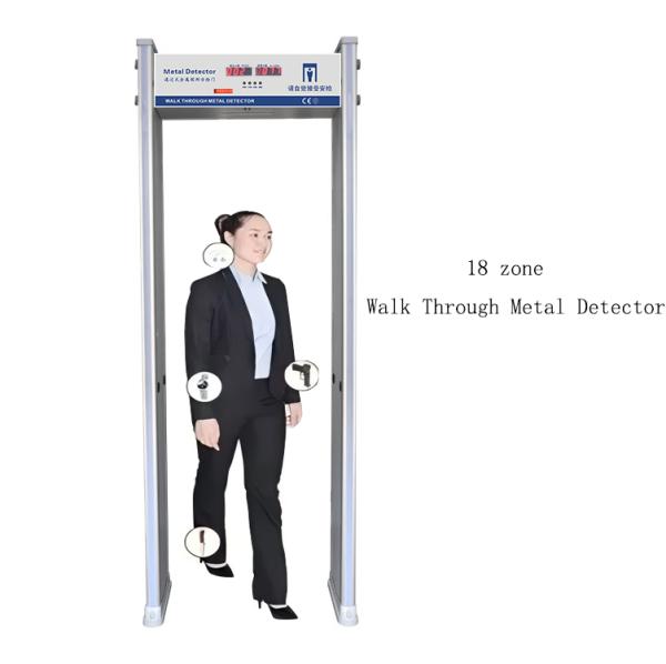 Portique de détection de métaux 18 zones avec lumières de montant de porte à quatre côtés à 360 degrés pour la localisation d'objets interdits