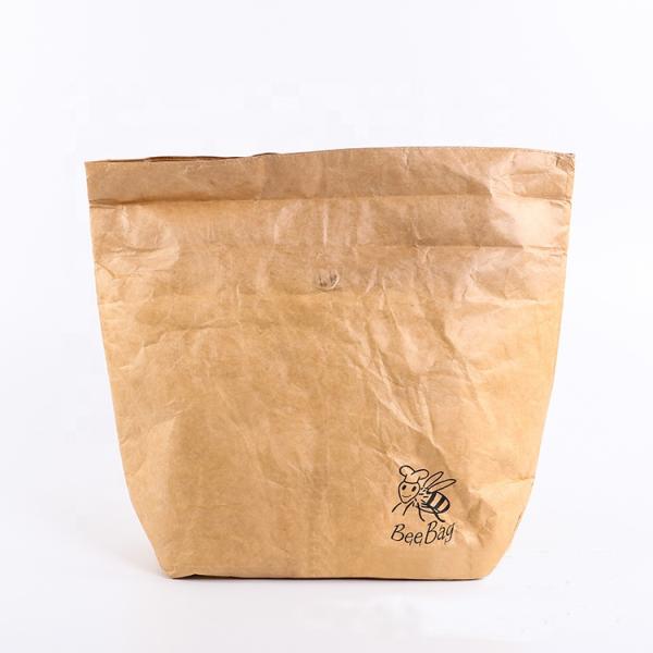 Recycled Custom Tyvek Bags , Brown Dupont Tyvek Paper Insulated Cooler Lunch Bag
