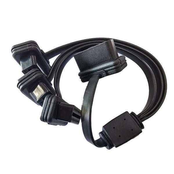 Flat Automotive Obd2 Splitter Cable 1 Male To 3 Female Straighthead