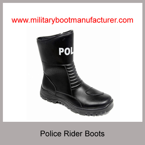 Wholesale China Military Grade Police Officer Rider Boots With Full Grain NAPPA Leather PU Rubber Dual Density Outsole
