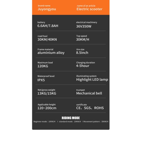 Folding Electric Scooter for Off Road Two-wheel Scooter ROHS Certificate 36V 350W