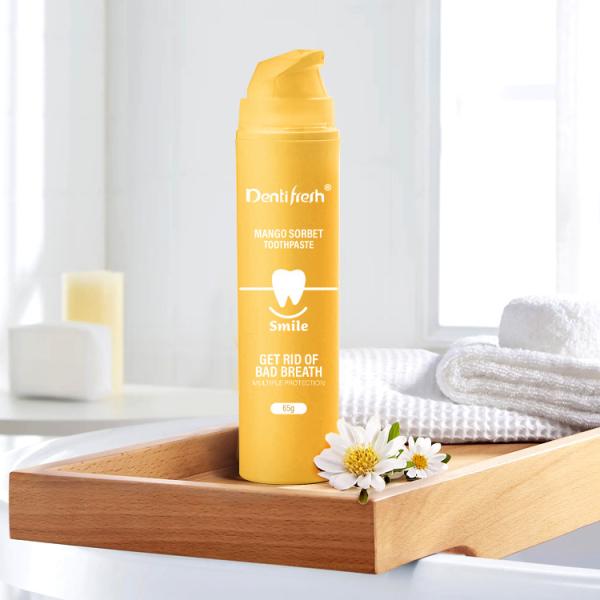 Creme dental não irritante de garrafa de bomba