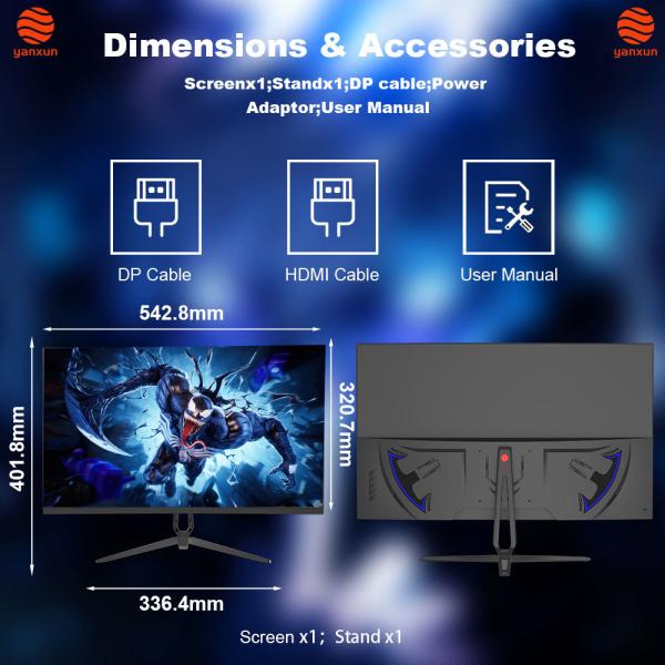 Monitor Gaming de 23.8 pulgadas 180Hz con Iluminación RGB, 99% SRGB, Color Negro