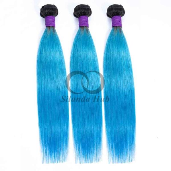 #T1B/Blue Straight Remy Human Hair Bundles Sew In Weave Bundles Brazilian Bundle Deals