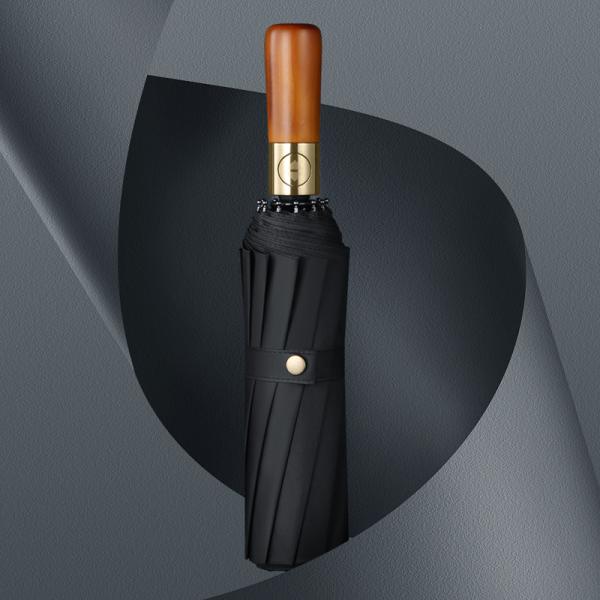Business Gift Wooden Handle Umbrella with UV Block and Metal Shaft Customized Printing
