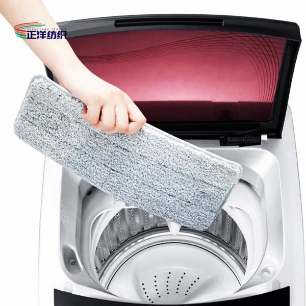 12x33cm Wet Floor Cleaning Mop Grey Cloth 3 Pockets Hand Wash Free Mop Refill Pad