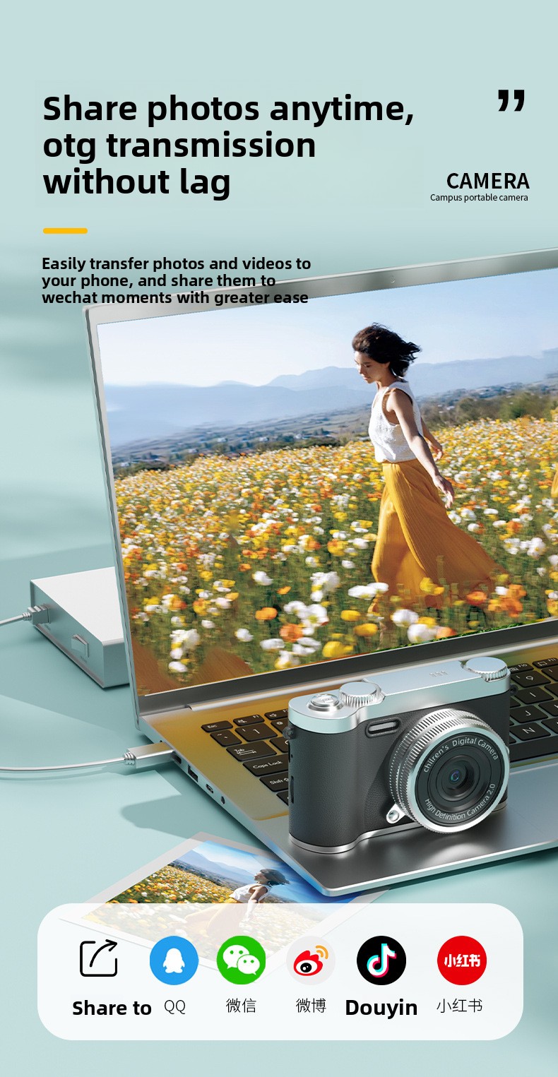 CCD Digital Camera for Self-portraits & Beginners 50MP 8x Optical Zoom Full HD Video Retro Portable Compact Camera Smile Capture