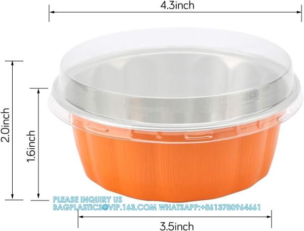 8oz Aluminum Foil Cups With Lids, Disposable Creme Brulee Muffin Cupcake Baking Cup Mini Pudding Cups For Party