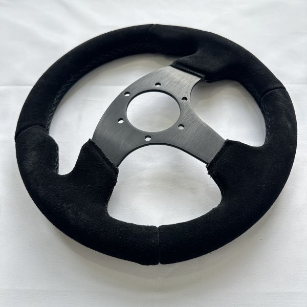 280mm Flat Bottom Lightweight Steering Wheel Black Suede For Drift & Racing Cars