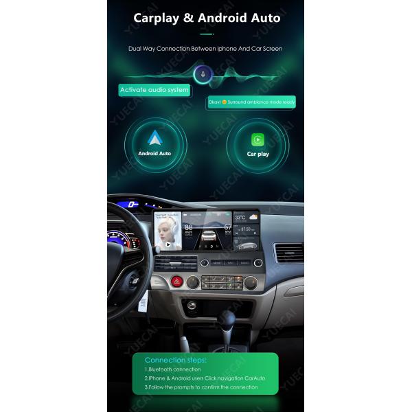 Radio para coche Android 13 de 12.3 pulgadas para Honda Civic 2008-2011