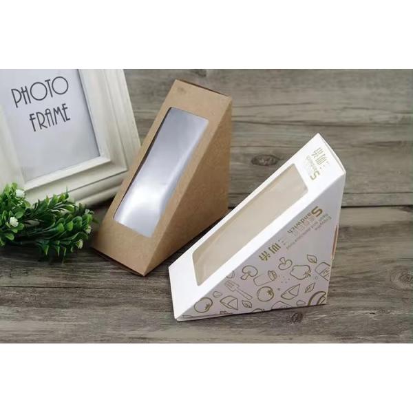 OEM Triangular Transparent Window Breakfast Bread Dessert Packaging Sandwich Paper Box
