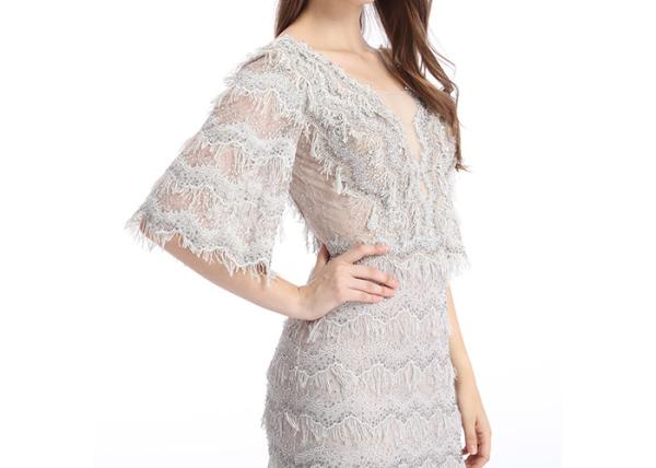 Fishtail Long Ladies Evening Dresses  V - Neck Anti Wrinkle And Eco Friendly