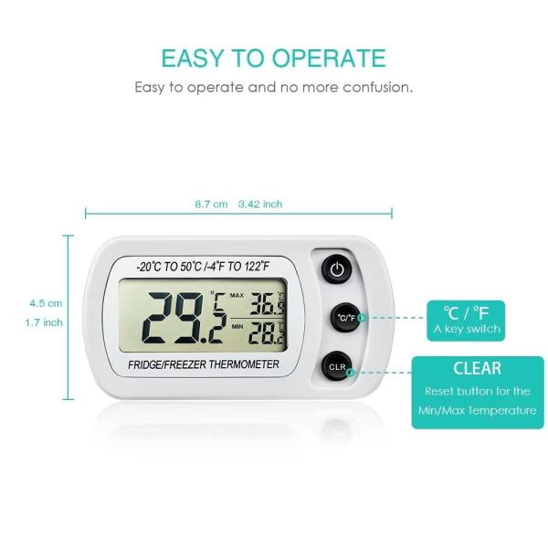 DTH-94 LCD Display -20℃～50℃ Digital Wall Refrigerator Thermometer Hygrometer Temperature Humidity MeterFor Fridge Freezer Cold Chain Transportation