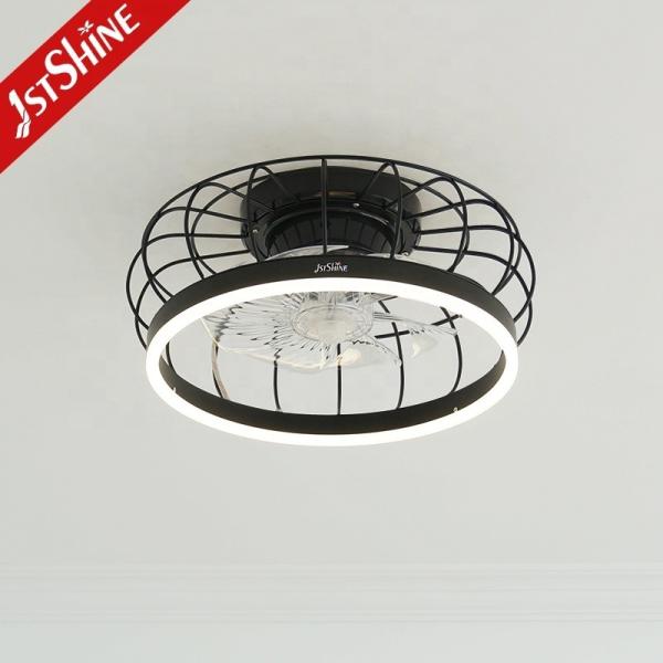 1stshine LED Moderno Design Preto Flush Monte Ventilador de Tecto com Interruptor de Controle Remoto