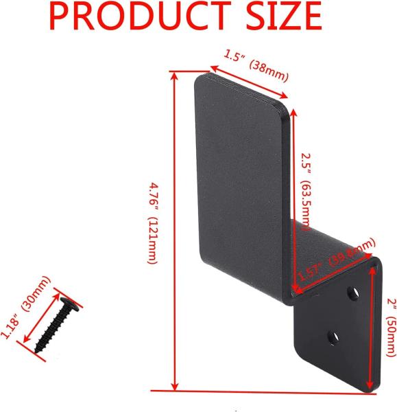 125 * 76mm de aço pesado preto Z Bracket Support para fixação de estrutura de madeira ao ar livre