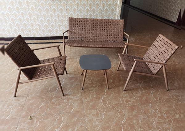 Aluminum KD Garden Rattan Set 5mm Tempered Glass