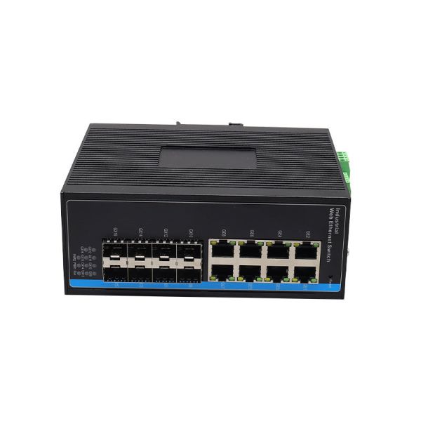 L2 Managed Industrial PoE Switch 8 SFP Fiber Slot 8 Gigabit PoE Port DIN Rail Mount