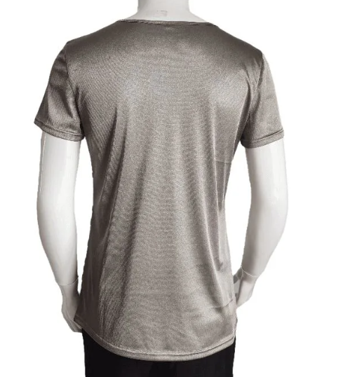Health Unisex All Silver V-collar Shirt Shielding Protection T Shirt RF Radiation Clothing