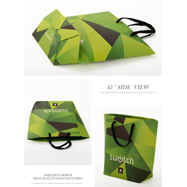 Green Luxury Custom Printed Packaging Bags , Paper Bags With Company Logo