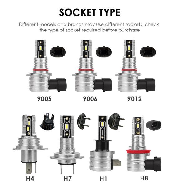 NH 1/1 With Halogen Bulb 26W 4000LM 6000K 9005/9006/9012/H1/H4/H7/H8 LED Headlight Bulb Wholesale