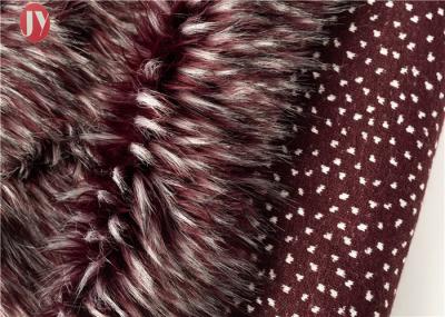 Wine Red Fake Fur Fabric , Ostrich Feathers Light Brown Faux Fur Animal Jacquard