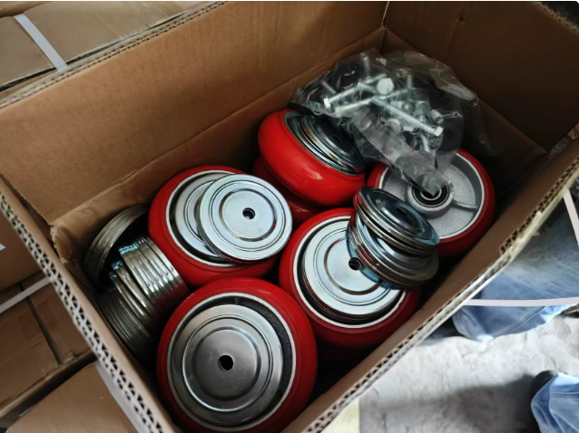 5/6/8 Inch Heavy Duty Industrial Caster with Tread Brake Spring loaded Shock-Absorbing PU Wheel